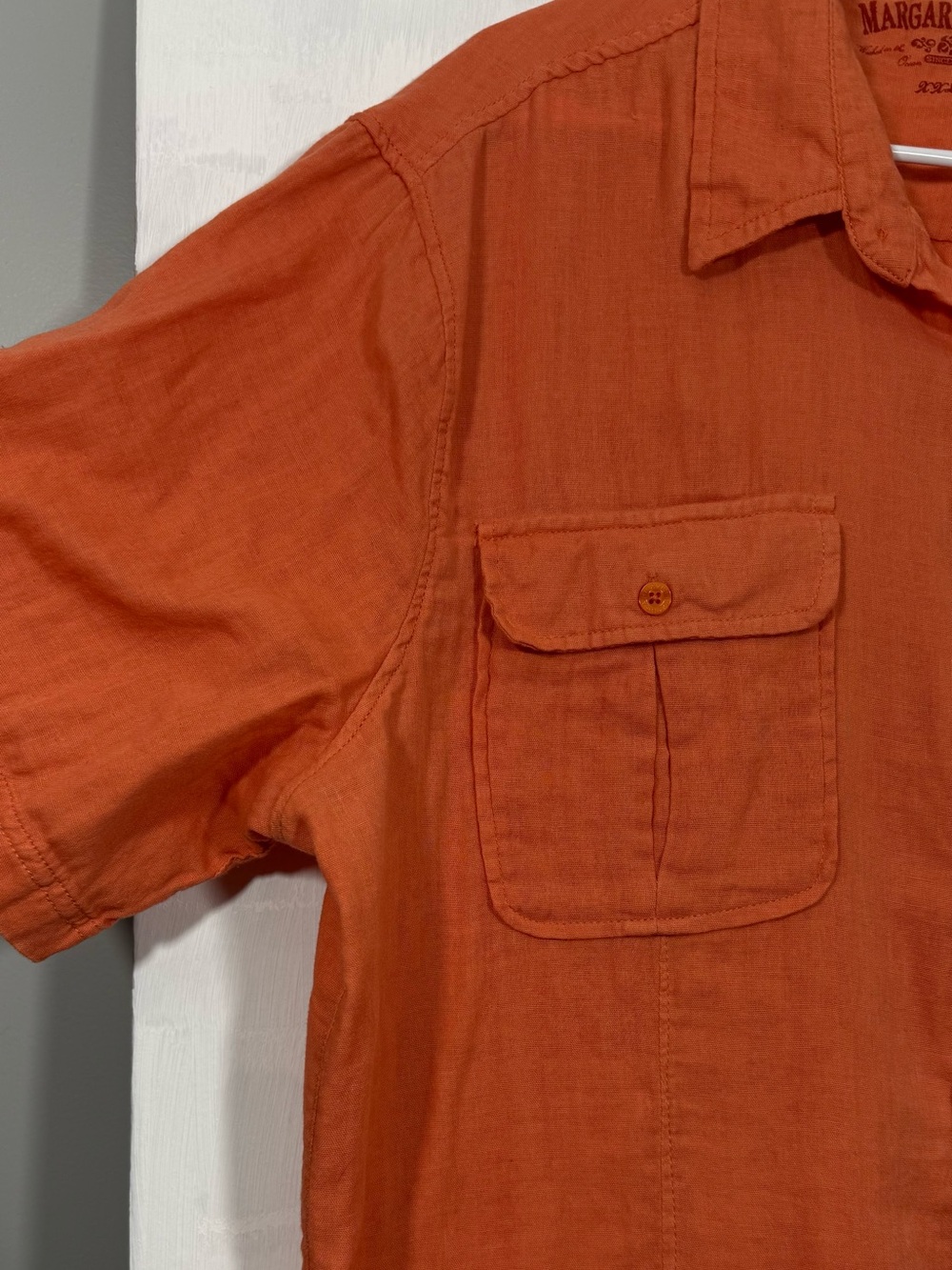 Margaritaville Men's Short Sleeve Button-Up Shirt — Orange - Picture 2 of 15